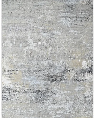 LV_07 SLATE HANDKNOTTED WOOL & BAMBBO SILK RUGS