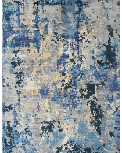 RR_02 BEIGE BLUE GOLD HANDKNOTTED RUGS