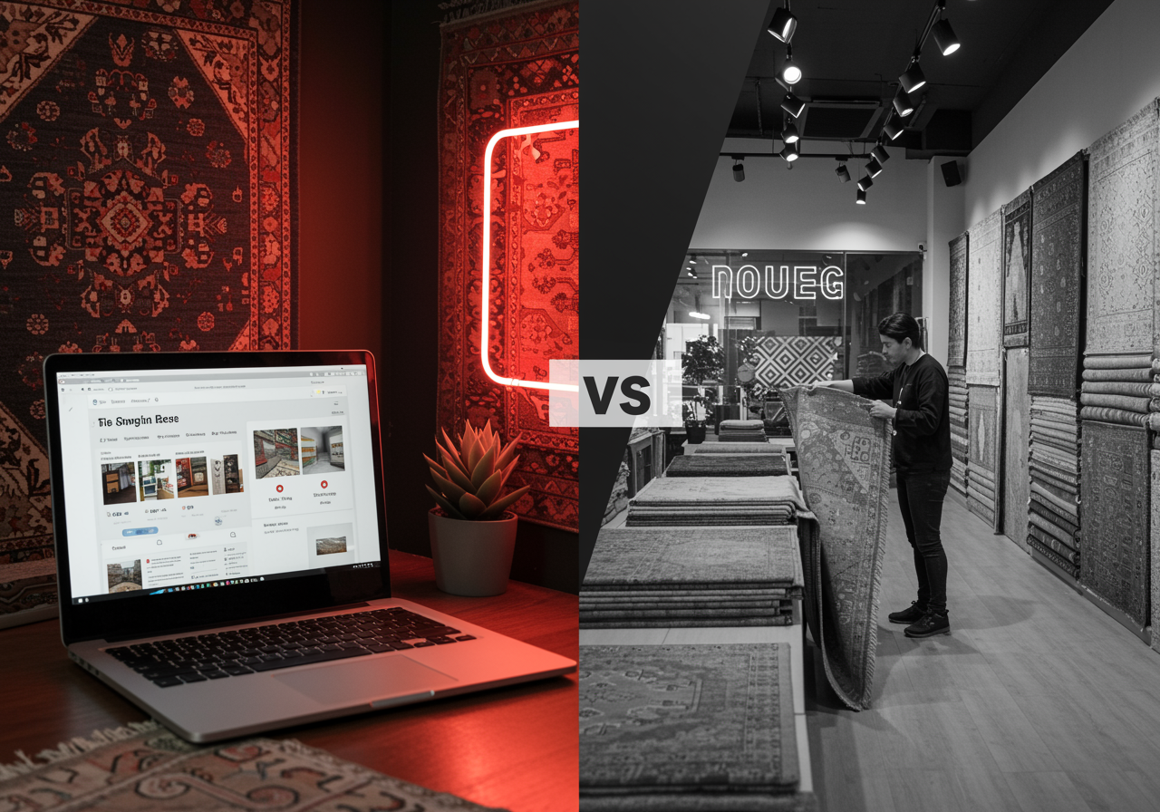 Read more about the article Online vs. In-Store: Where Should You Buy Your Next Rug? (2025 Guide)