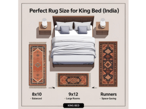 Read more about the article Accurate Rug Size for a King Bed in India – Complete Guide
